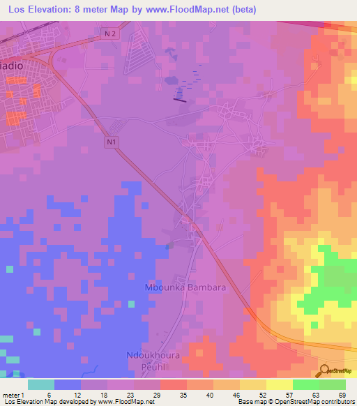Los,Senegal Elevation Map