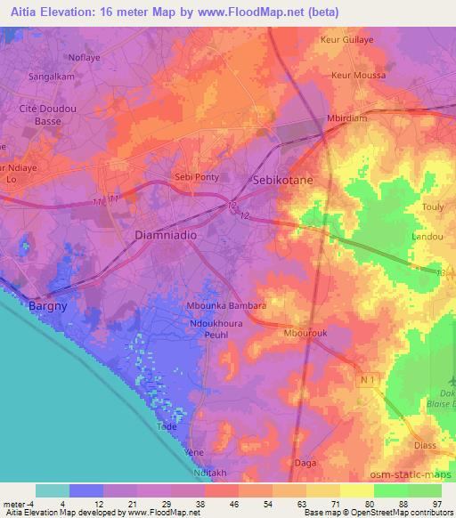 Aitia,Senegal Elevation Map