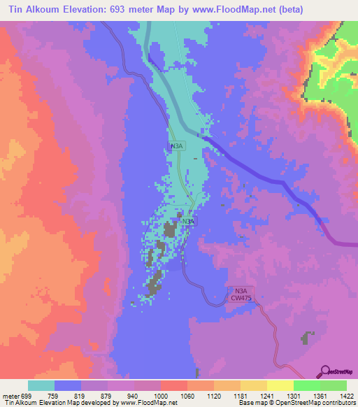 Tin Alkoum,Algeria Elevation Map