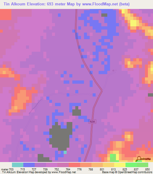 Tin Alkoum,Algeria Elevation Map