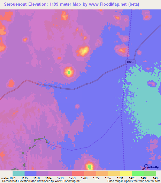 Serouenout,Algeria Elevation Map