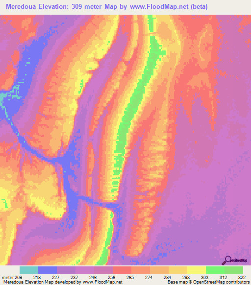 Meredoua,Algeria Elevation Map