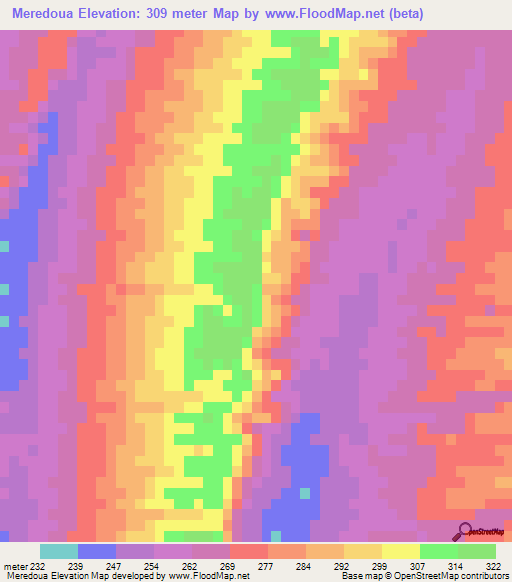 Meredoua,Algeria Elevation Map