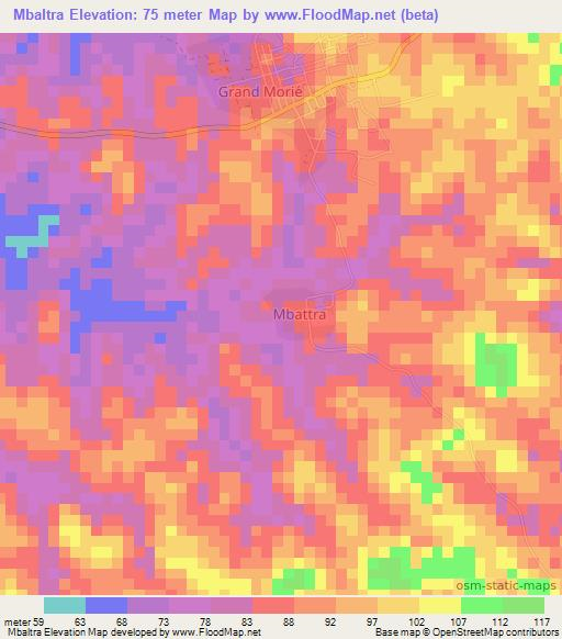 Mbaltra,Ivory Coast Elevation Map