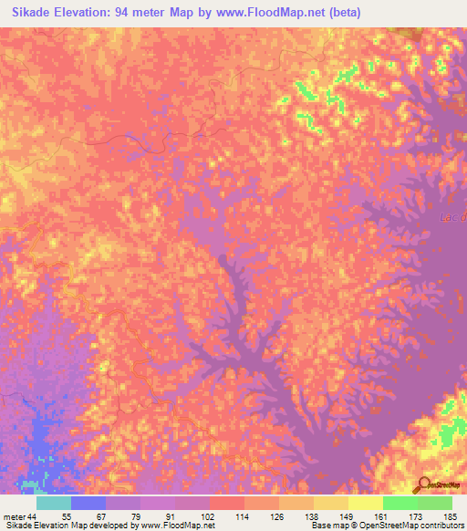 Sikade,Ivory Coast Elevation Map