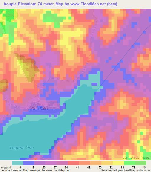 Aoupie,Ivory Coast Elevation Map