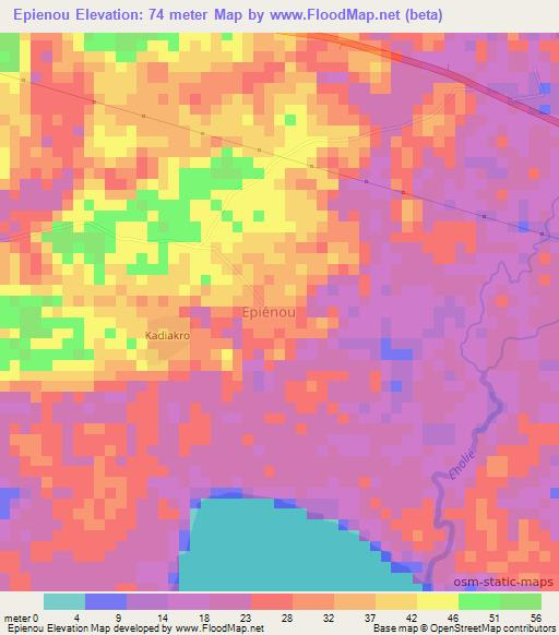 Epienou,Ivory Coast Elevation Map