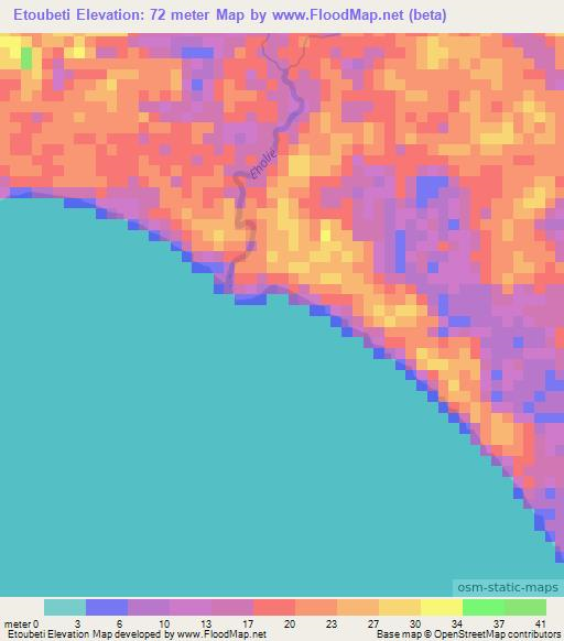 Etoubeti,Ivory Coast Elevation Map