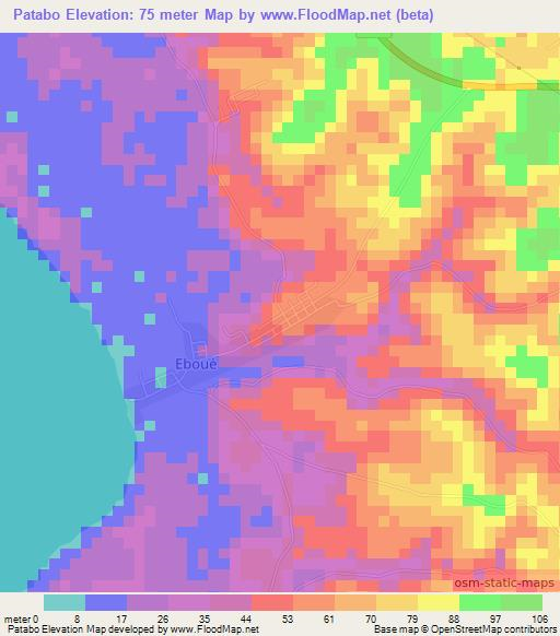 Patabo,Ivory Coast Elevation Map