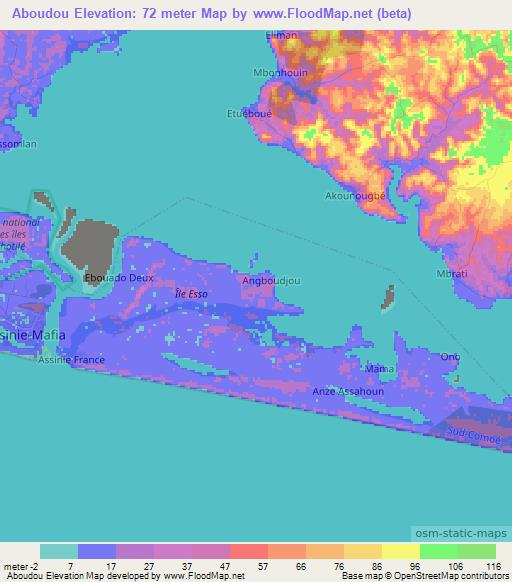 Aboudou,Ivory Coast Elevation Map