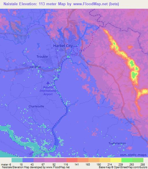 Naistale,Liberia Elevation Map