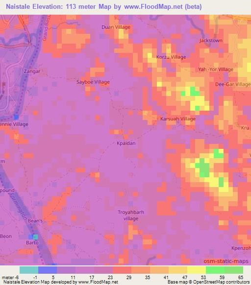 Naistale,Liberia Elevation Map