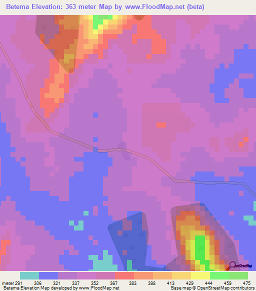 Betema,Ivory Coast Elevation Map