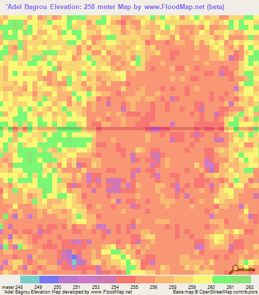 'Adel Bagrou,Mauritania Elevation Map
