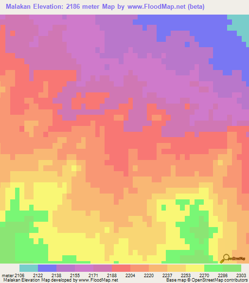 Malakan,Iran Elevation Map
