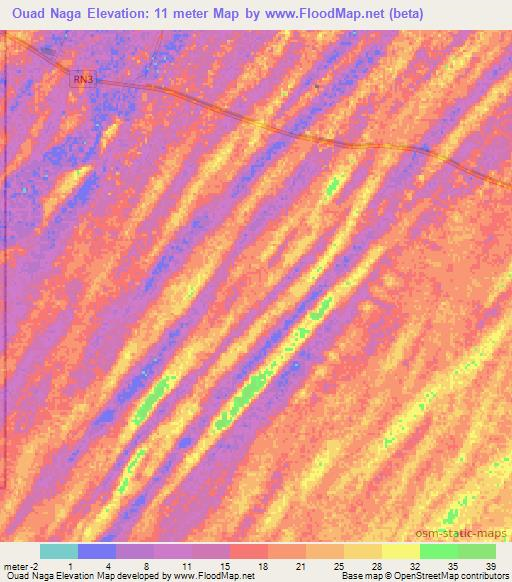 Ouad Naga,Mauritania Elevation Map