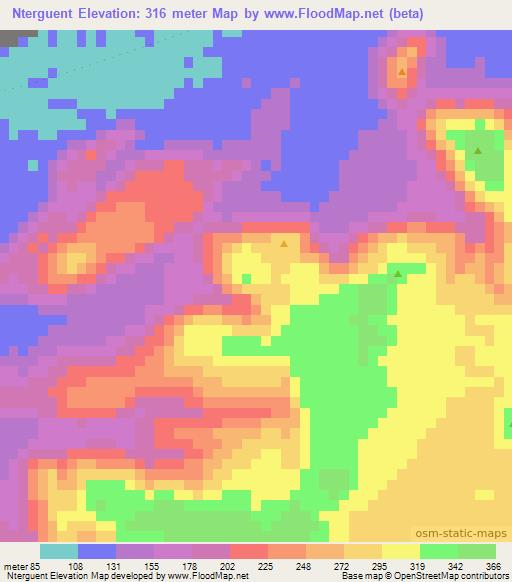 Nterguent,Mauritania Elevation Map