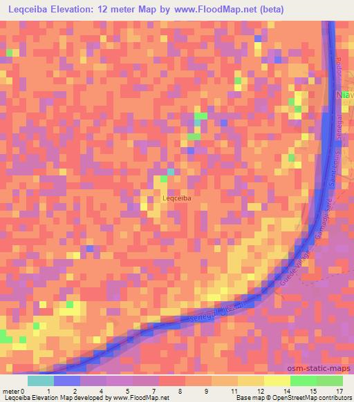 Leqceiba,Mauritania Elevation Map