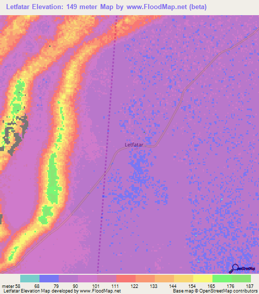Letfatar,Mauritania Elevation Map