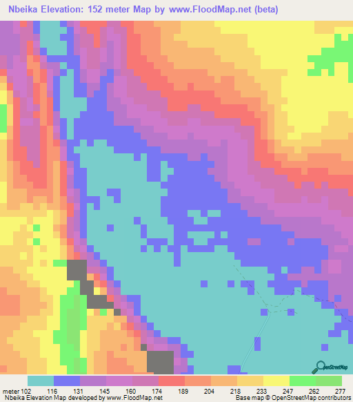 Nbeika,Mauritania Elevation Map