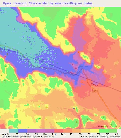 Djouk,Mauritania Elevation Map