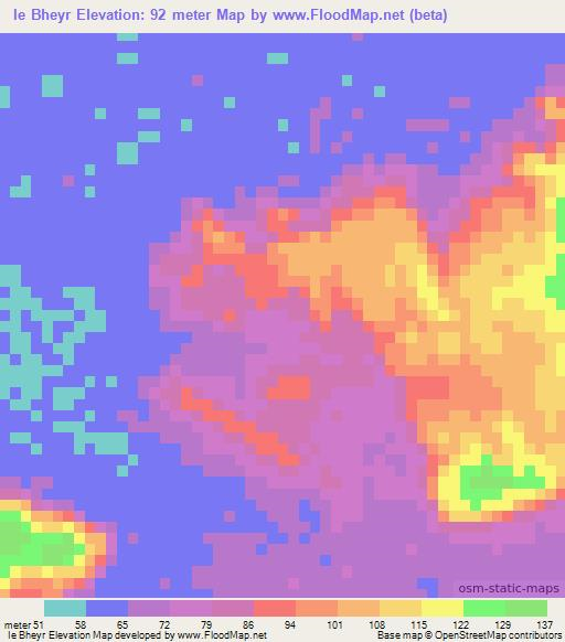 Ie Bheyr,Mauritania Elevation Map