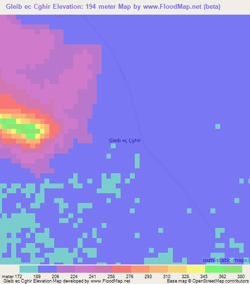 Gleib ec Cghir,Mauritania Elevation Map