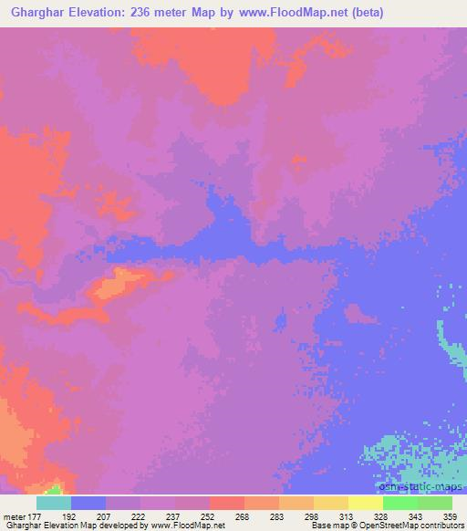 Gharghar,Mauritania Elevation Map