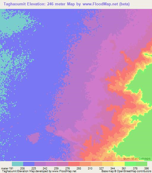 Taghaoumit,Mauritania Elevation Map