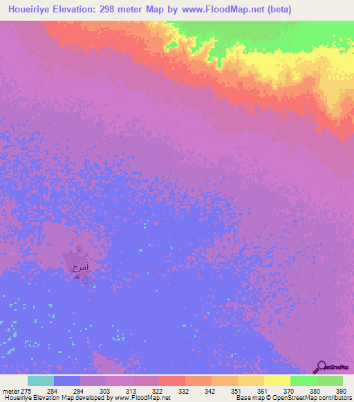 Houeiriye,Mauritania Elevation Map