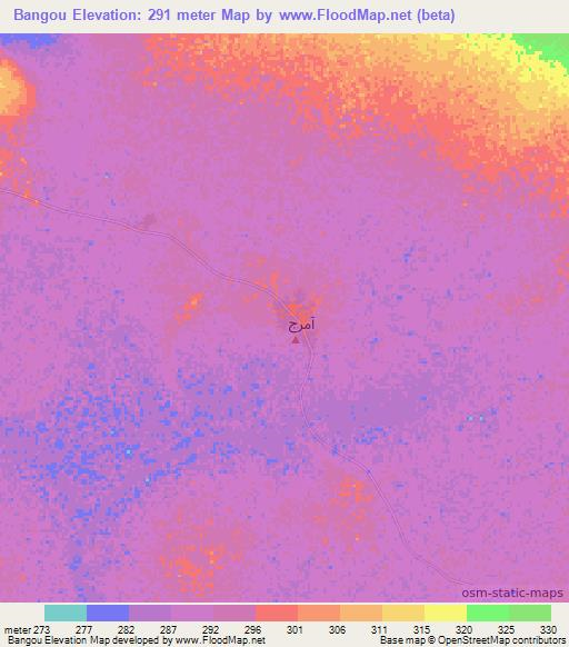 Bangou,Mauritania Elevation Map