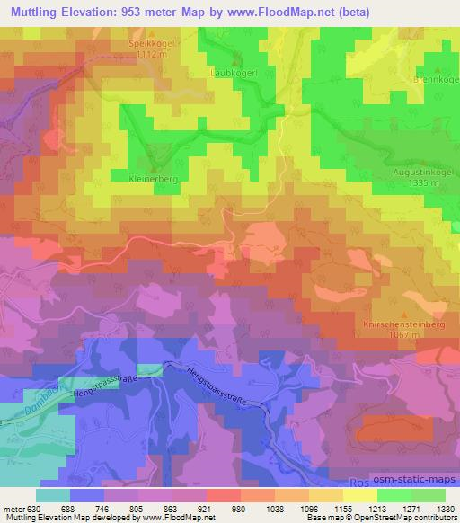 Muttling,Austria Elevation Map