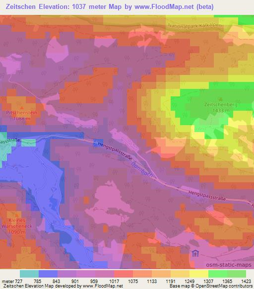 Zeitschen,Austria Elevation Map
