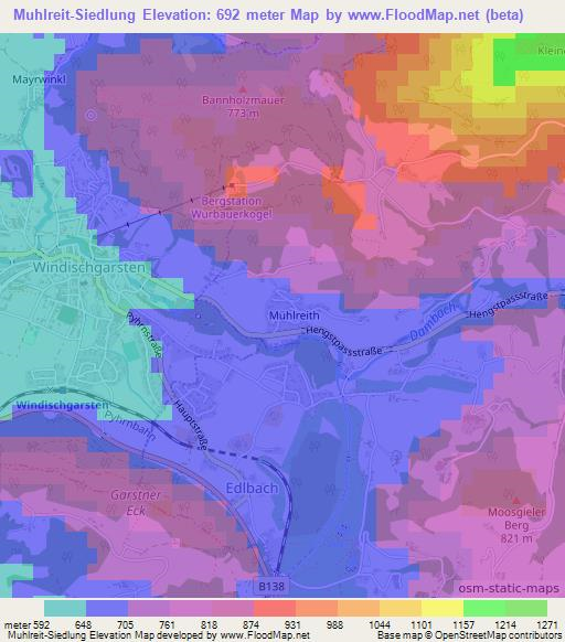 Muhlreit-Siedlung,Austria Elevation Map