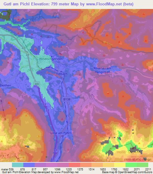 Gutl am Pichl,Austria Elevation Map