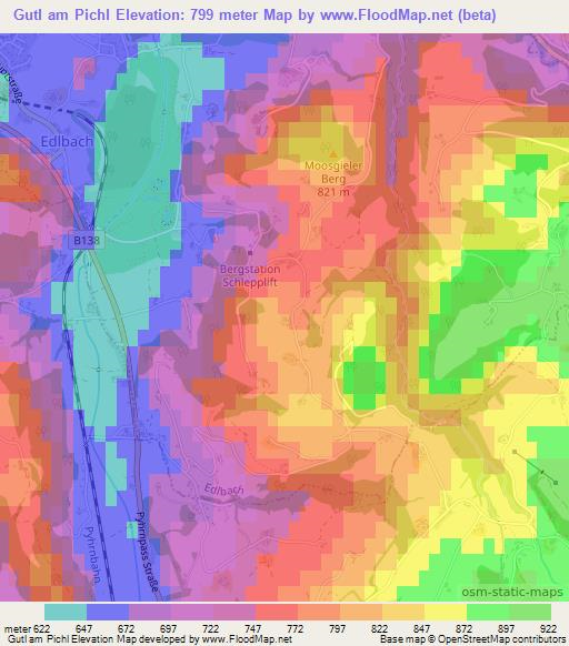 Gutl am Pichl,Austria Elevation Map