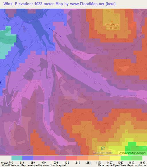 Winkl,Austria Elevation Map