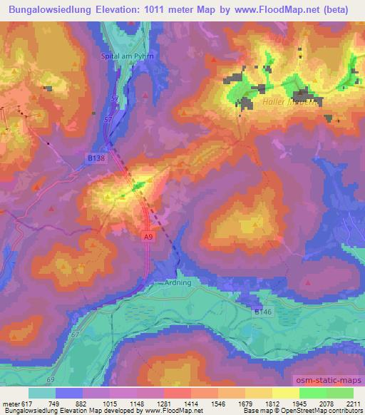 Bungalowsiedlung,Austria Elevation Map