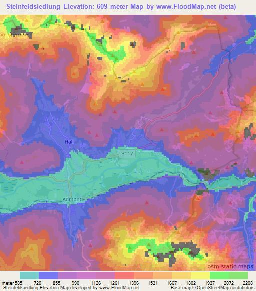 Steinfeldsiedlung,Austria Elevation Map