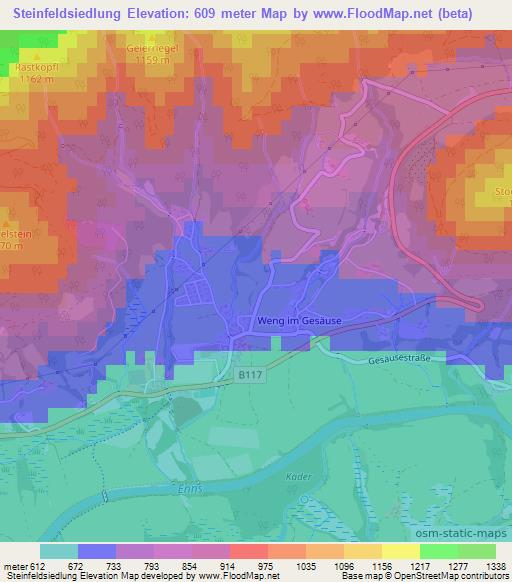 Steinfeldsiedlung,Austria Elevation Map