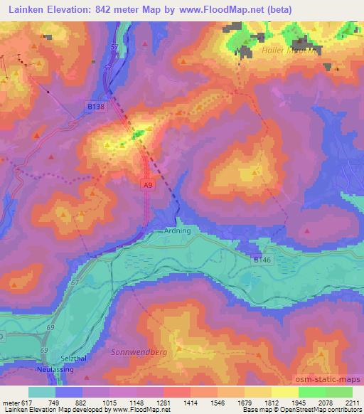 Lainken,Austria Elevation Map