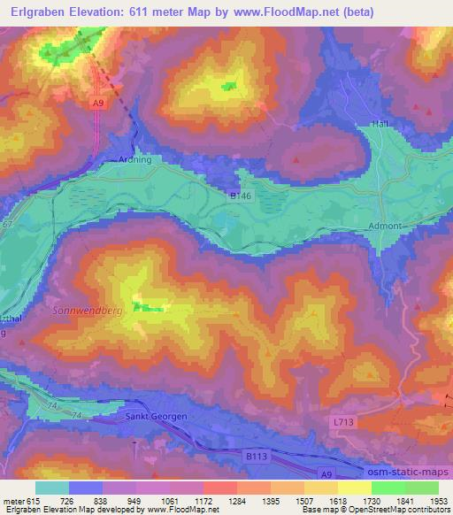 Erlgraben,Austria Elevation Map