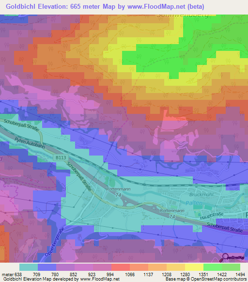 Goldbichl,Austria Elevation Map
