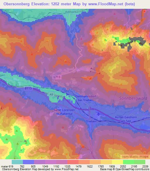 Obersonnberg,Austria Elevation Map