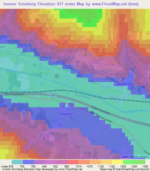 Innerer Sonnberg,Austria Elevation Map
