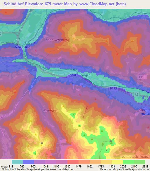 Schindlhof,Austria Elevation Map