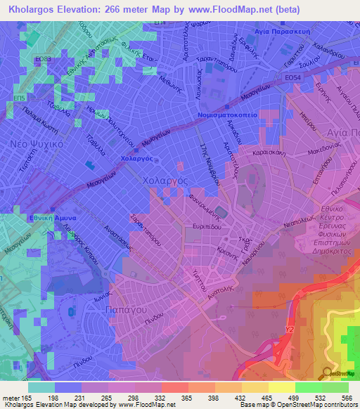 Kholargos,Greece Elevation Map