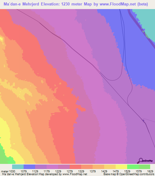 Ma`dan-e Mehrjerd,Iran Elevation Map