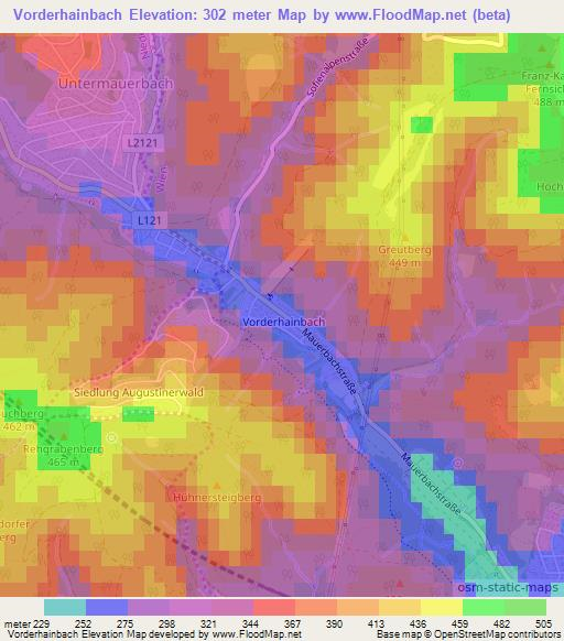 Vorderhainbach,Austria Elevation Map