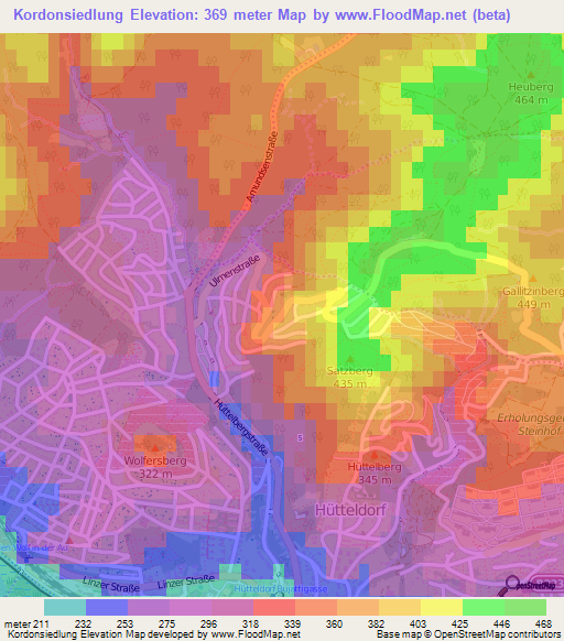 Kordonsiedlung,Austria Elevation Map